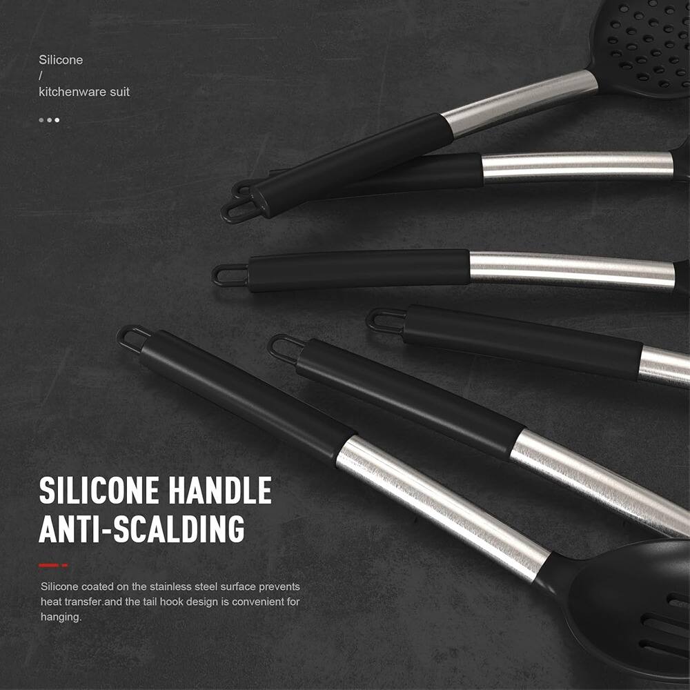 Silicone / kitchenware suit

SILICONE HANDLE ANTI-SCALDING

Silicone coated on the stainless steel surface prevents heat transfer, and the tail hook design is convenient for hanging.