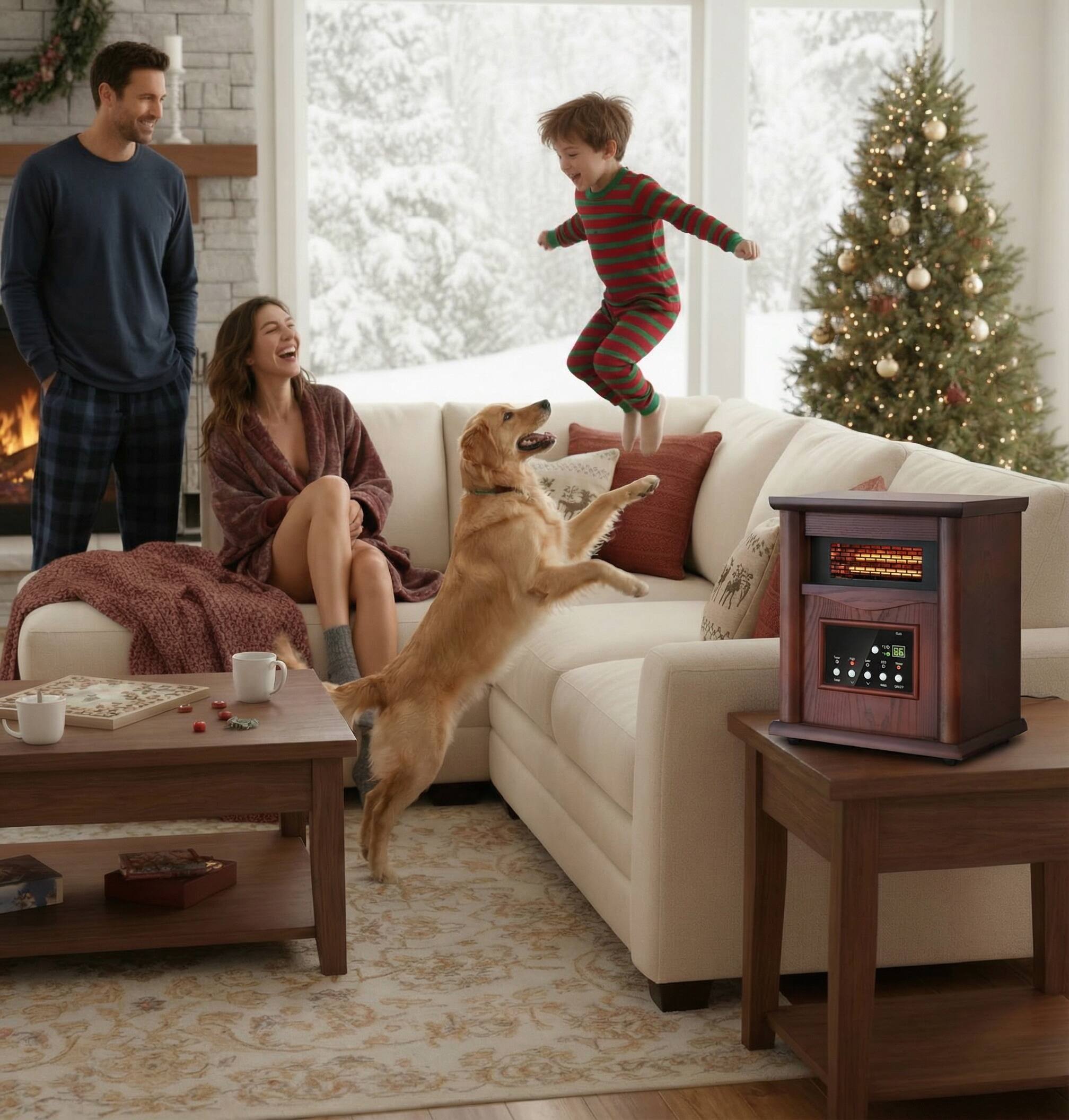 Alt View 1. Airo Comfort - Electric Infrared Space Heater – 1500W Quartz Heater for Indoor Use with Remote Control in Dark - Dark.