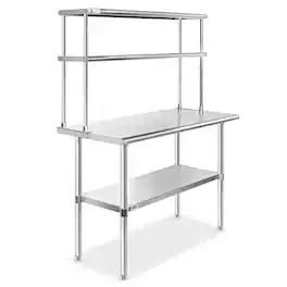 GRIDMANN - 48 x 30-in NSF Stainless Steel Prep Table w Double Shelf - Silver