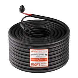 VEVOR - 100FT Solar Panel Extension Cable, 10 AWG, Solar Panel Wire with Flame Retardant Protective Sleeving - Black