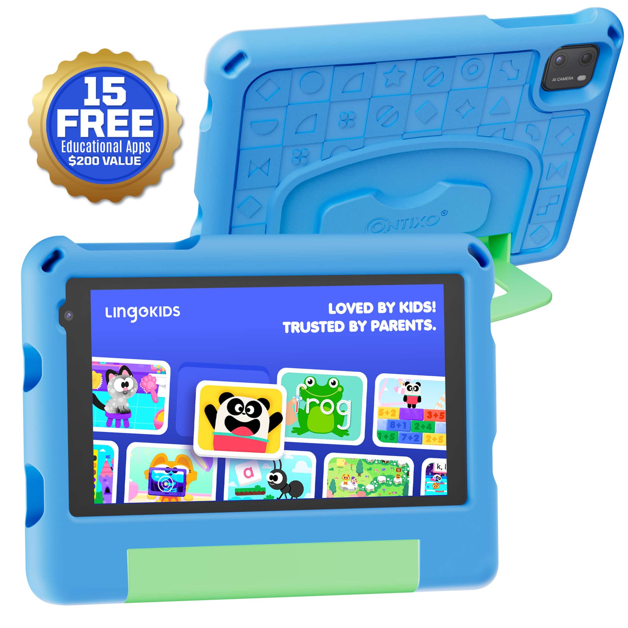 Contixo - A7 7" Educational Kids Tablet with Epic! and Lingokids 32GB with Parental Controls & Kid-Proof Case - Blue
