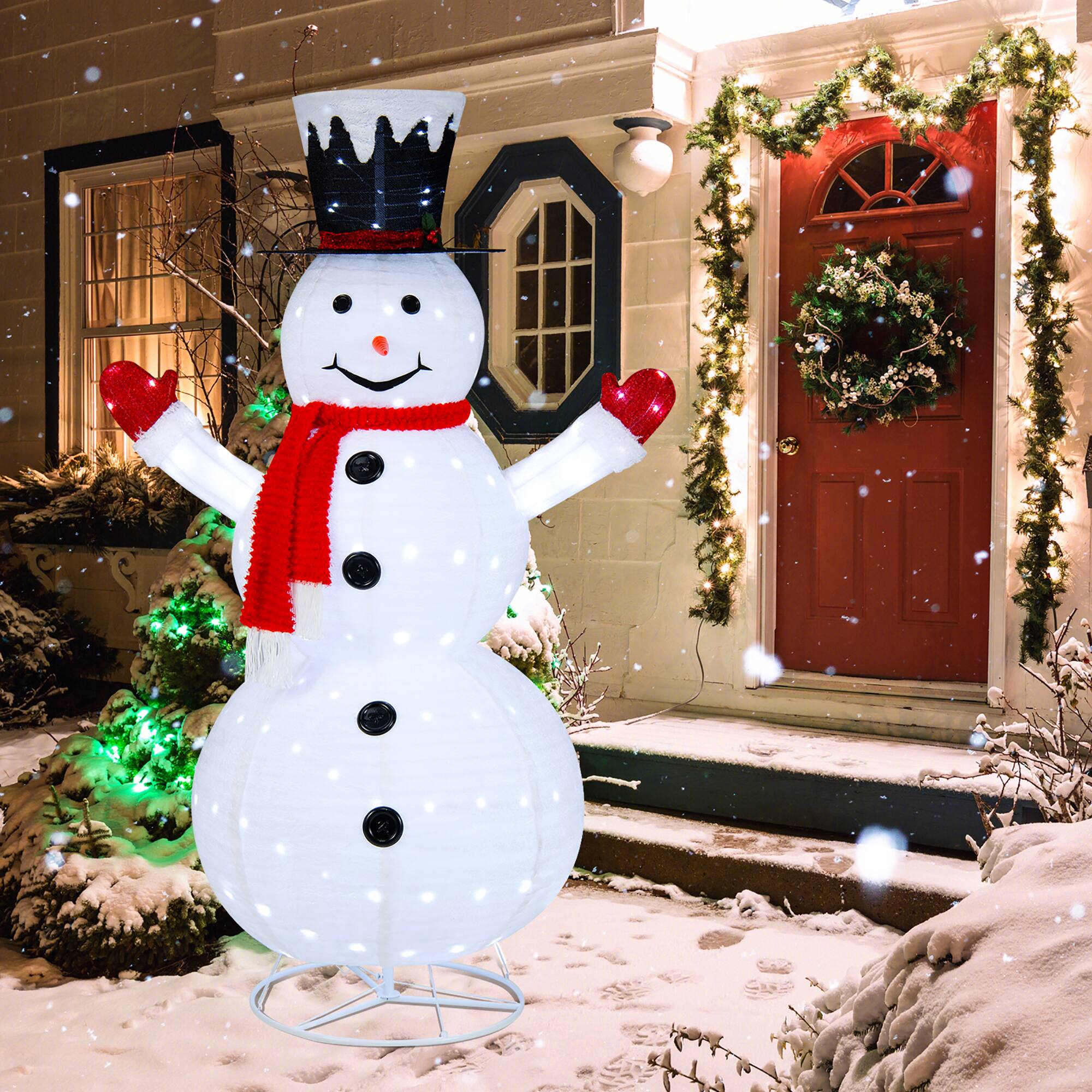 Alt View 12. Costway - 6 FT Lighted Artificial Christmas Snowman Pre-Lit Pop-up Christmas Snowman - White.