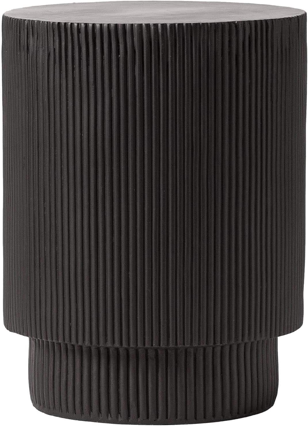 LeisureMod - Eden Modern Stone Top Round Side Table, Indoor/Outdoor Weather Resistant Accent Table, Fully Assembled - Black