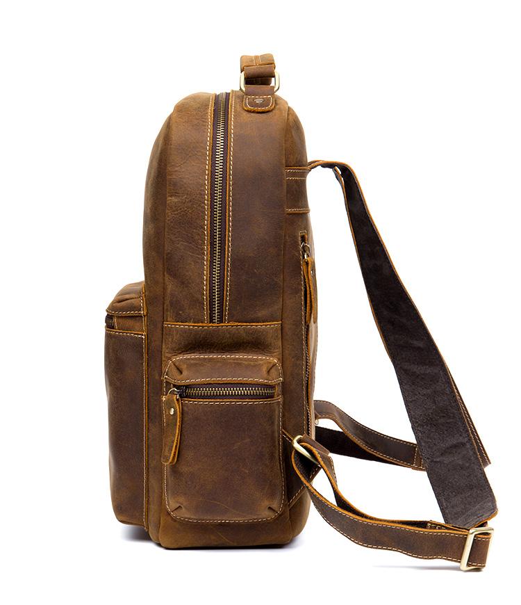 Alt View 4. Steel Horse Leather - The Langley Backpack | Genuine Vintage Leather Backpack - Brown.
