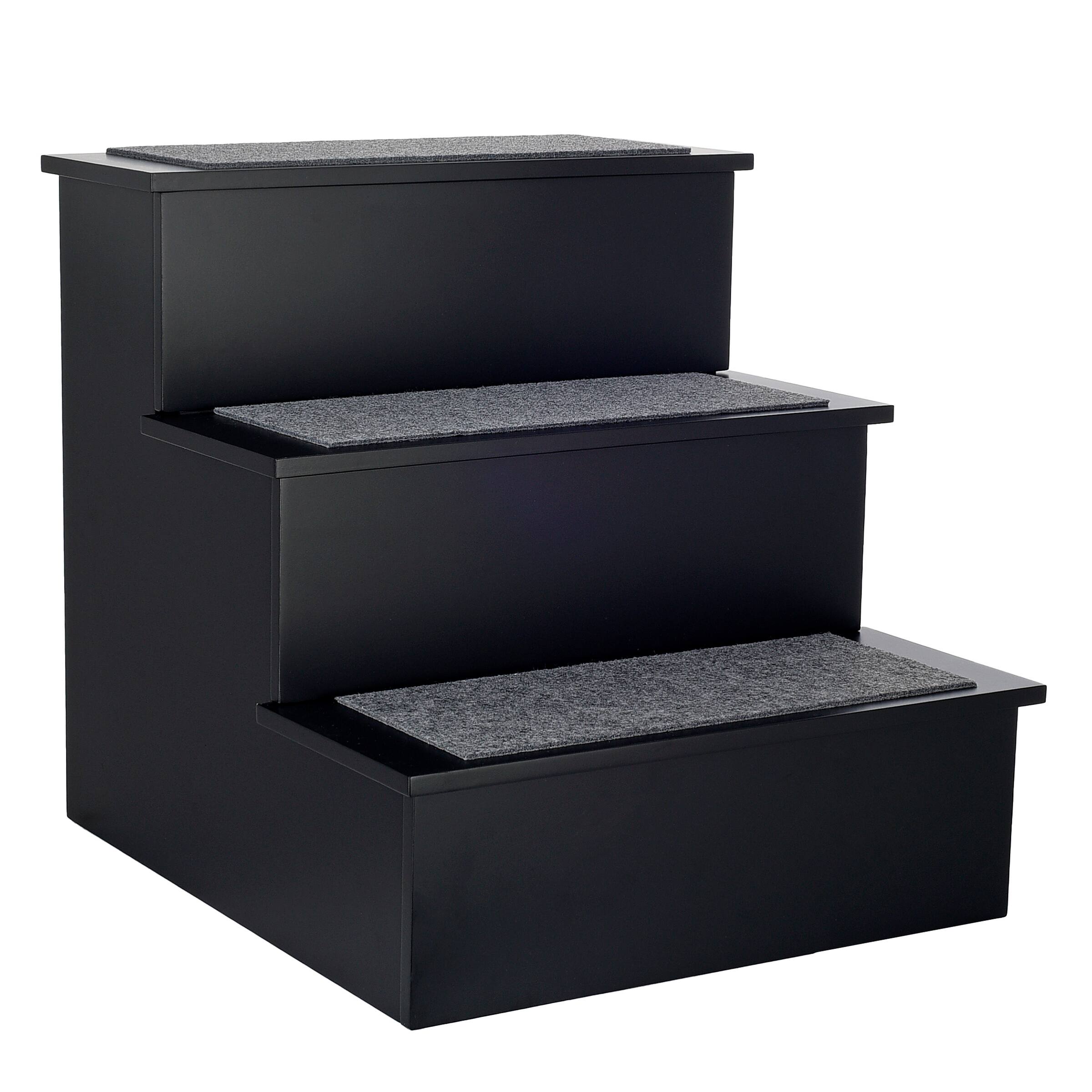 Alt View 5. AdirPet - Portable Dog Ramp Ladder Non-Slip 3-Step Pet Stairs - Black.