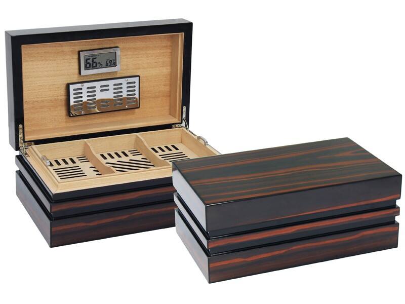 Front. Prestige - The BastionBloc Humidors - Lacquer Ebony Finish.