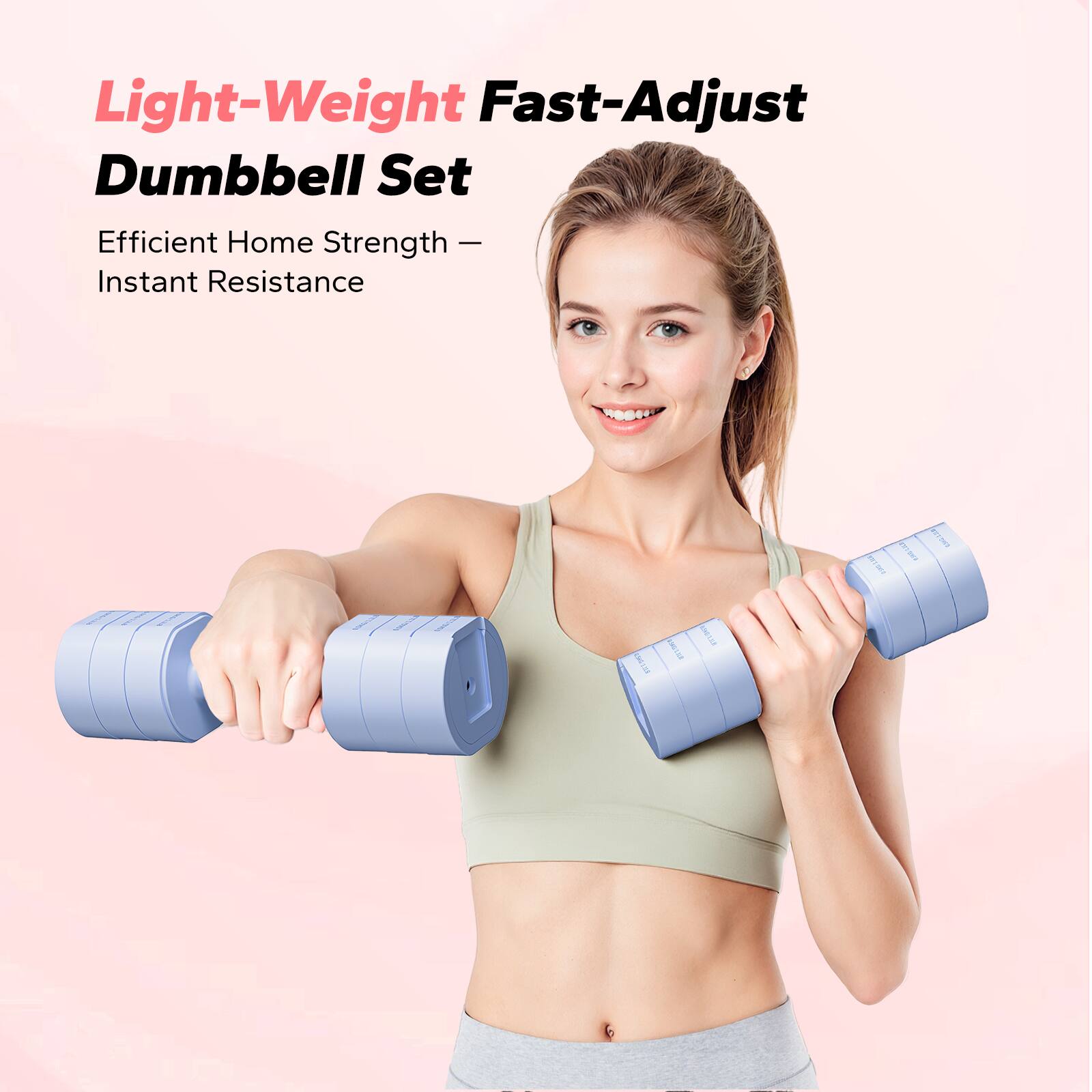 Light-Weight Fast-Adjust Dumbbell Set  
Efficient Home Strength — Instant Resistance