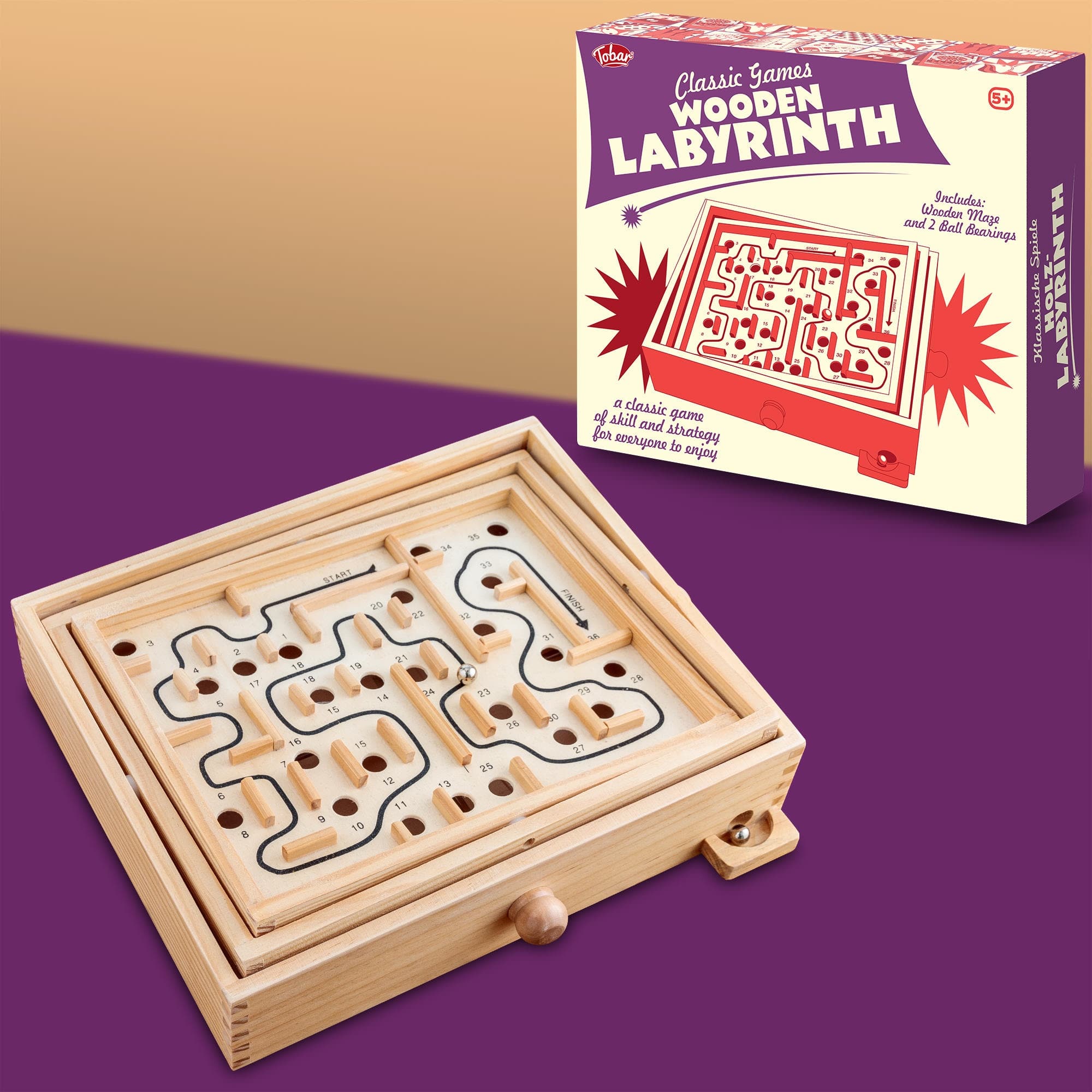One For Fun - Wooden Labyrinth Maze Puzzle Game, Classic Tilting Ball Balance Board for Kids and Adults - Natural wood price history on PriceWatchPro