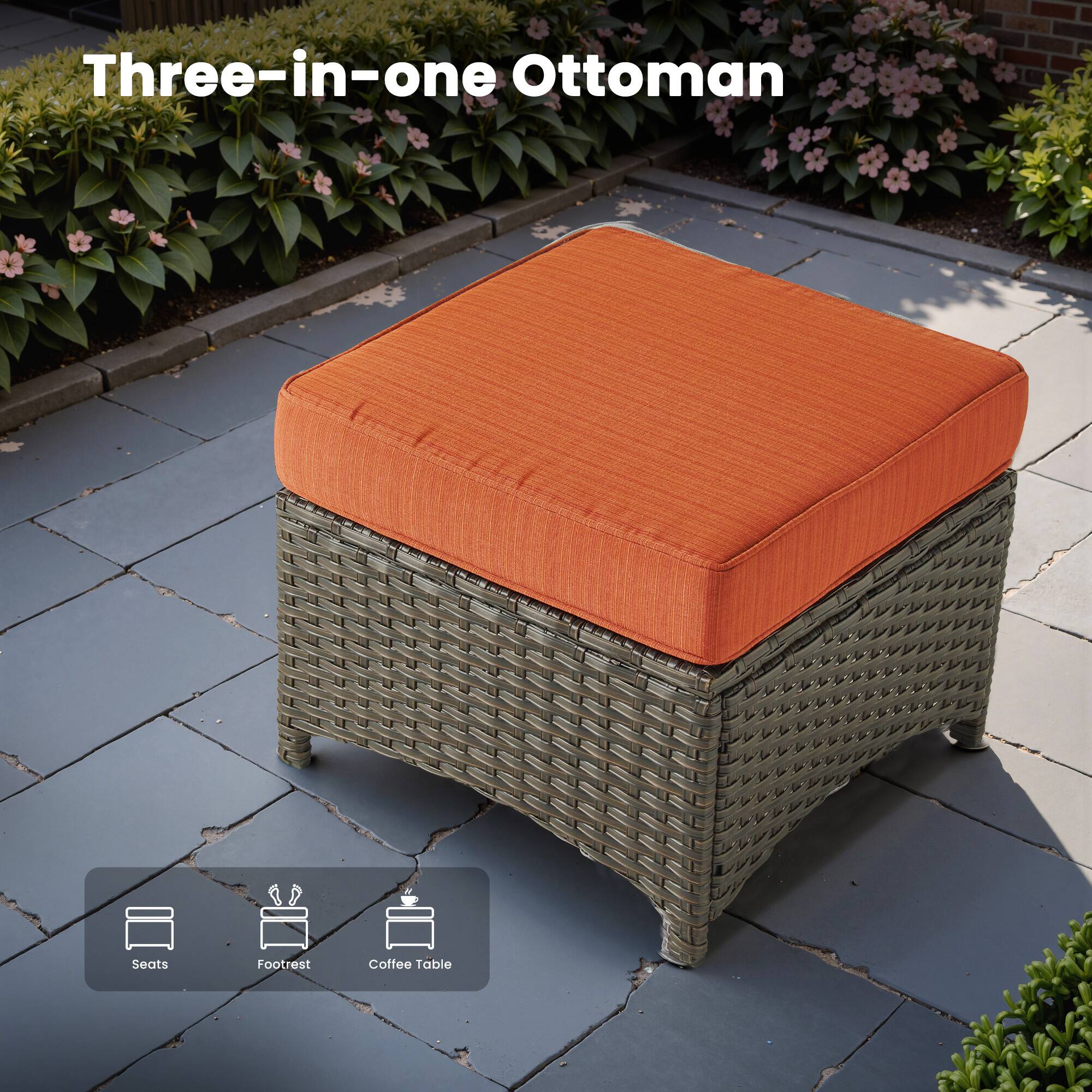 Three-in-one Ottoman

Seats
Footrest
Coffee Table