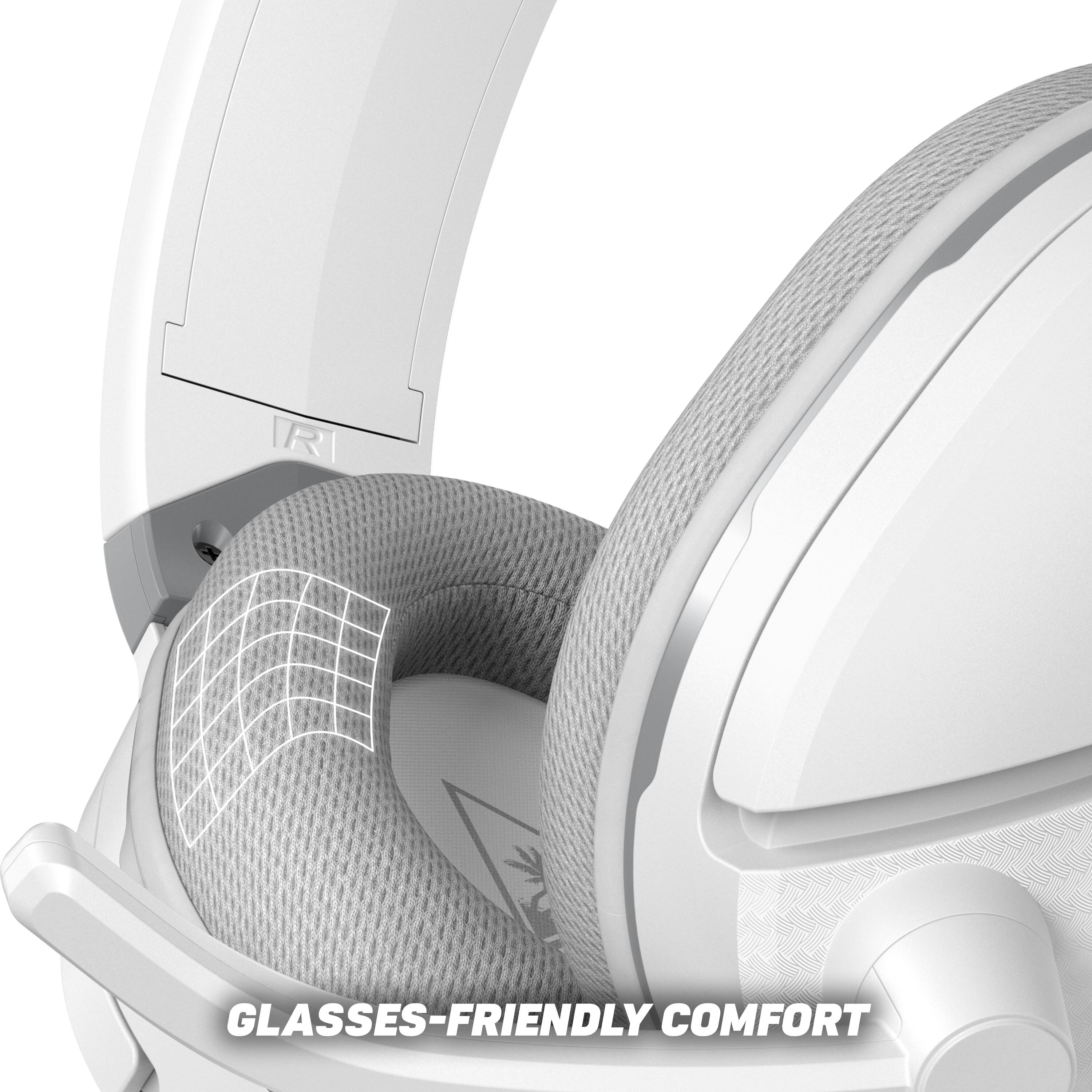 The text on the image reads "Glasses-Friendly Comfort."