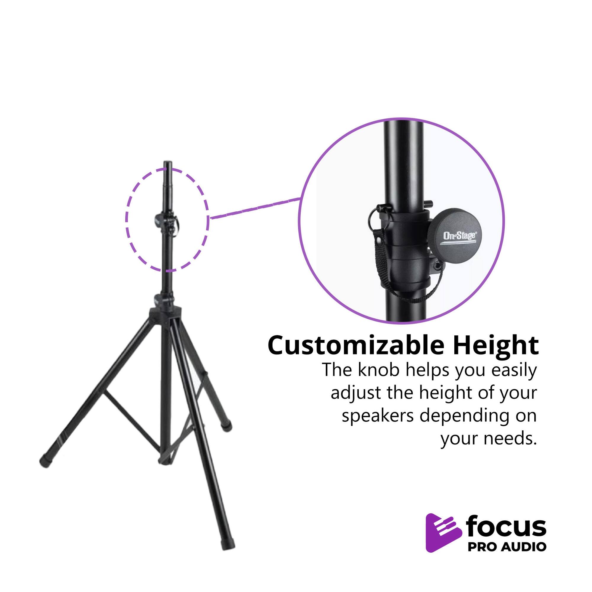 On-Stage Customizable Height  
The knob helps you easily adjust the height of your speakers depending on your needs.  
focus PRO AUDIO