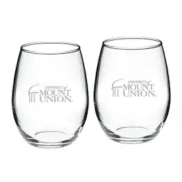 Jardine - Mount Union Purple Raiders Two-Piece 21oz. Stemless Wine Glass Set - Multicolor