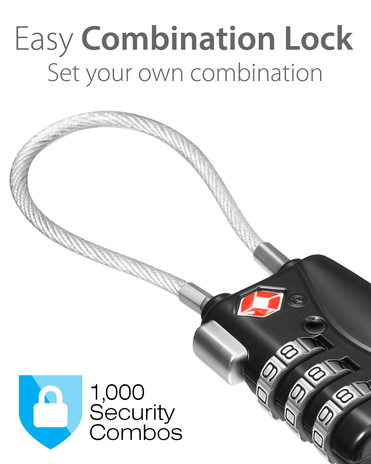 Easy Combination Lock
Set your own combination
1,000 Security Combos
9 8 9 8