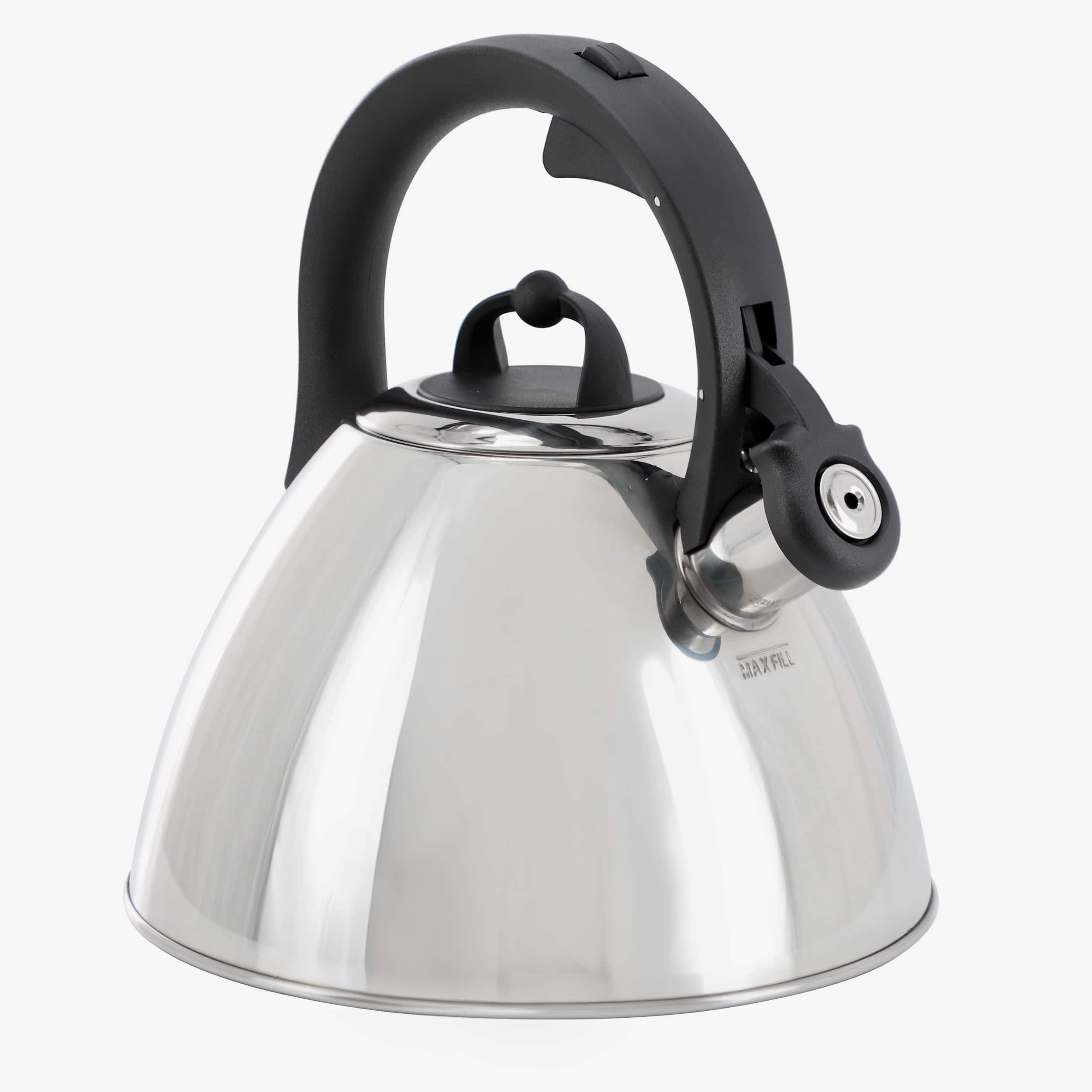 Mr. Coffee - Starsbury 2.1 Quart Stainless Steel Whistling Tea Kettle with Stay Cool Handles - Silver