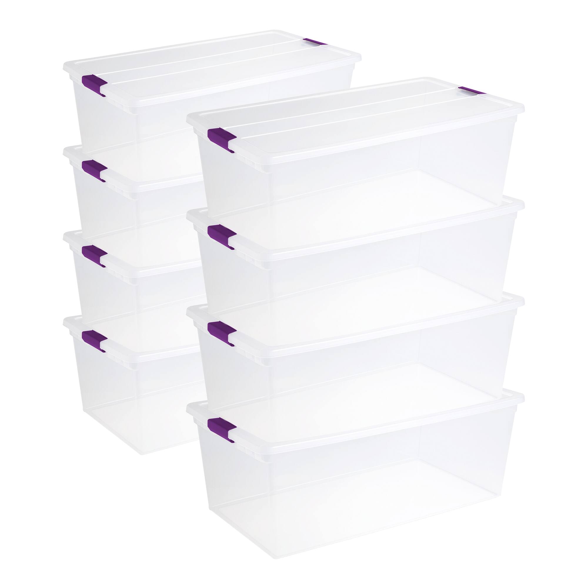 Front. Sterilite - Sterilite 110 Qt ClearView Latch Storage Box, Stackable Bin with Lid, 8-Pack - Clear.
