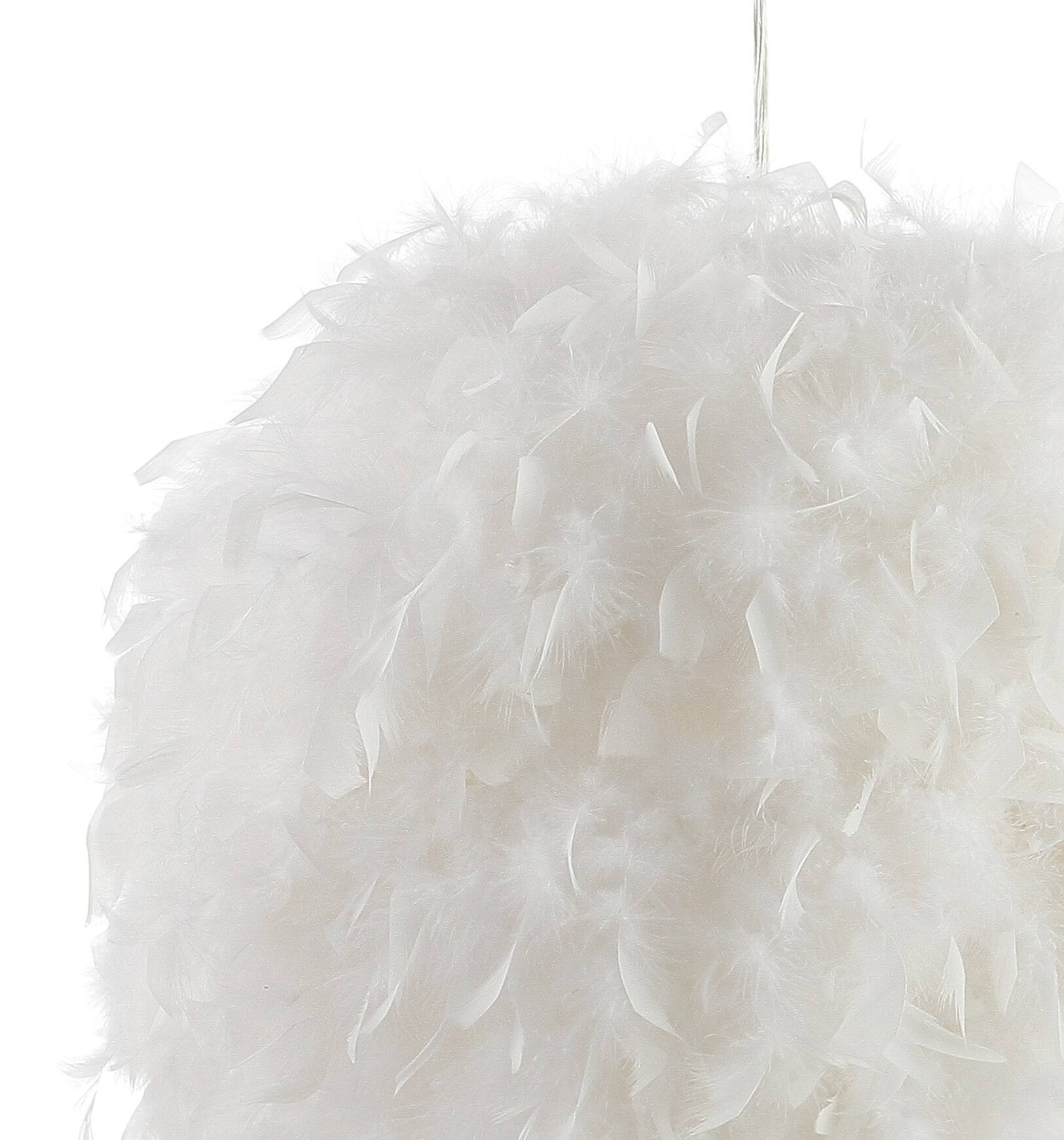 Alt View 3. Jonathan Y - Stork 19" Feather Metal Adjustable LED Pendant, White - White.