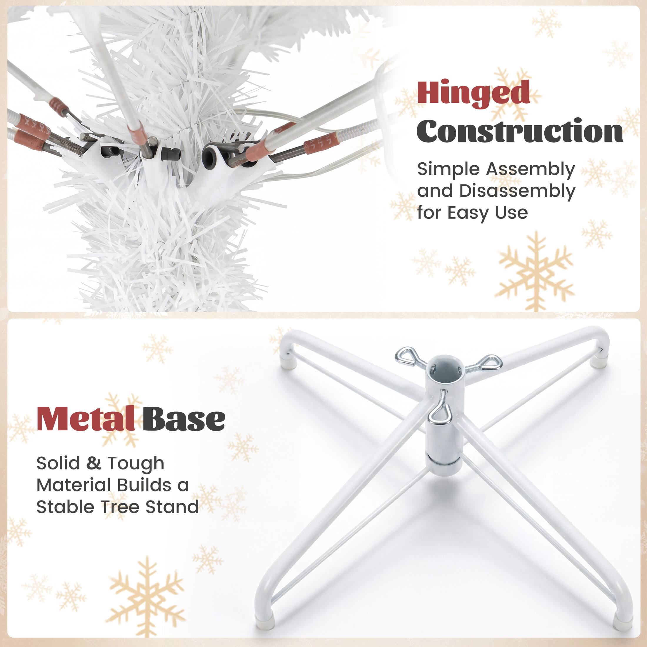 Hinged Construction  
Simple Assembly and Disassembly for Easy Use

Metal Base  
Solid & Tough Material Builds a Stable Tree Stand