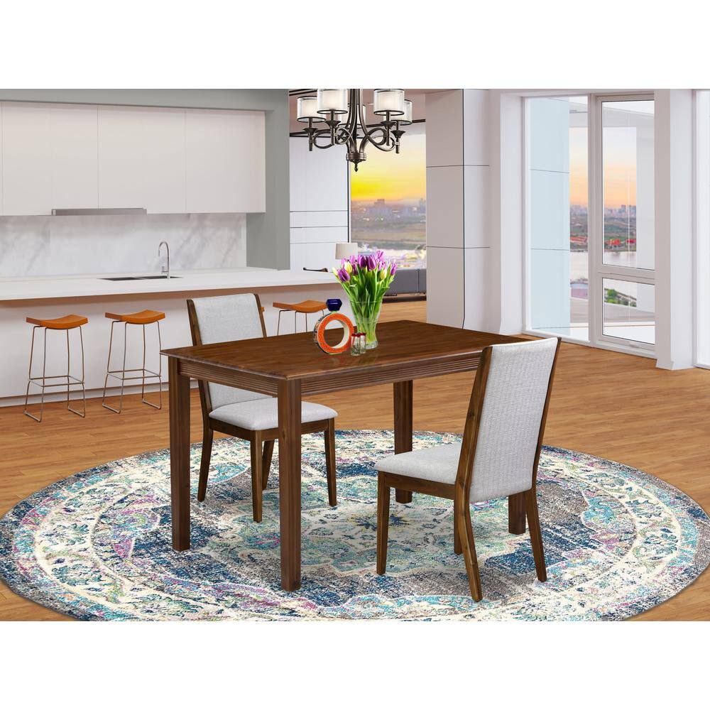 Alt View 3. East West Furniture - 3 Pc Dining Set Consist of a Rectangle Dining Table and 2 Parson Chairs - Grey.