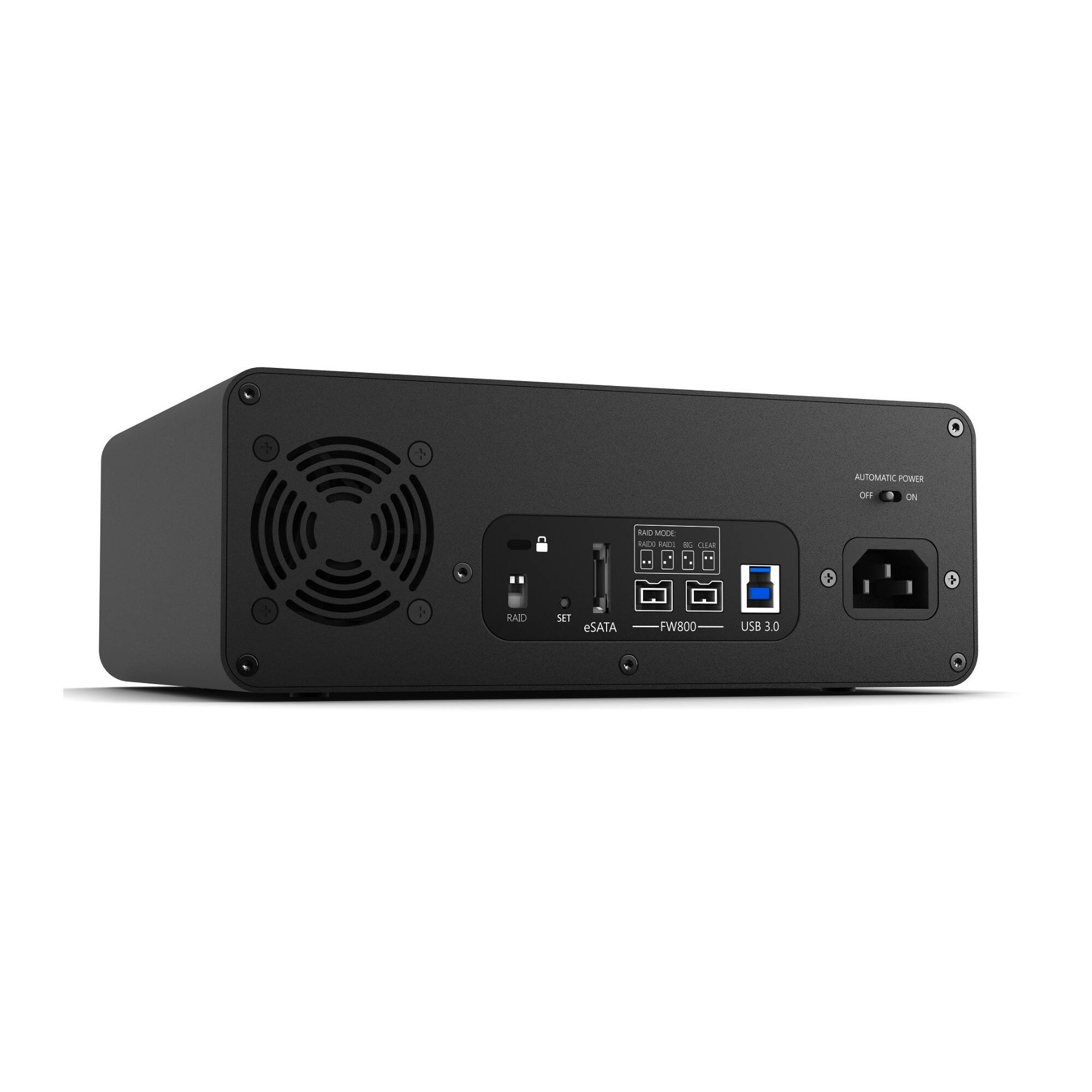 AUTOMATIC POWER  
OFF ON  

RAID MODE  
SET  

eSATA  
FW800  
USB 3.0  

RAD
