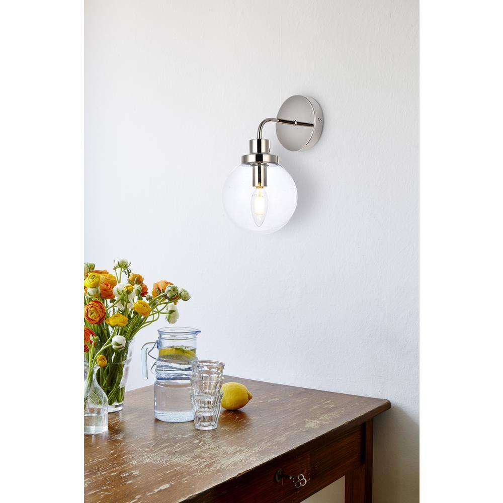 Living District - Hanson 1 light bath sconce in polished nickel with clear shade - Polished Nickel And Clear Shade price history on PriceWatchPro