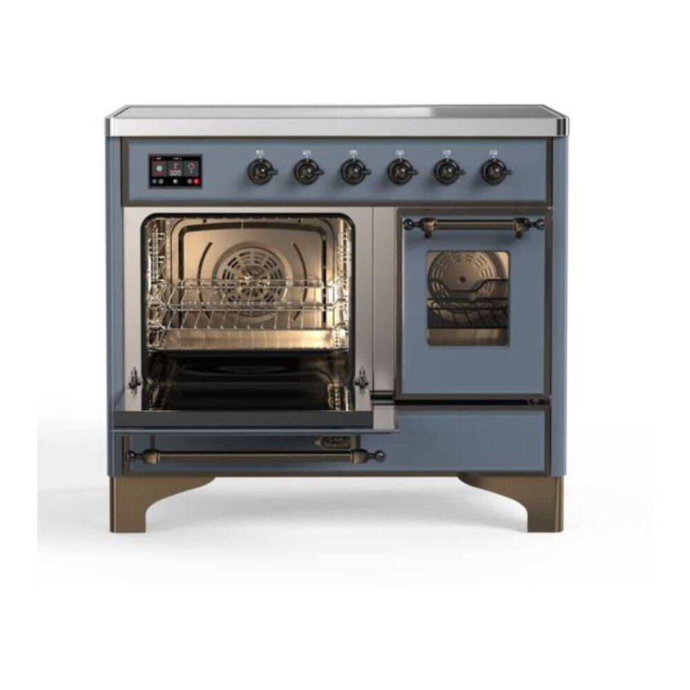 Alt View 6. ILVE - ILVE Majestic II 40 inch Induction Range with 6 Elements (Blue Grey, Burnished Trim) - Blue Grey.