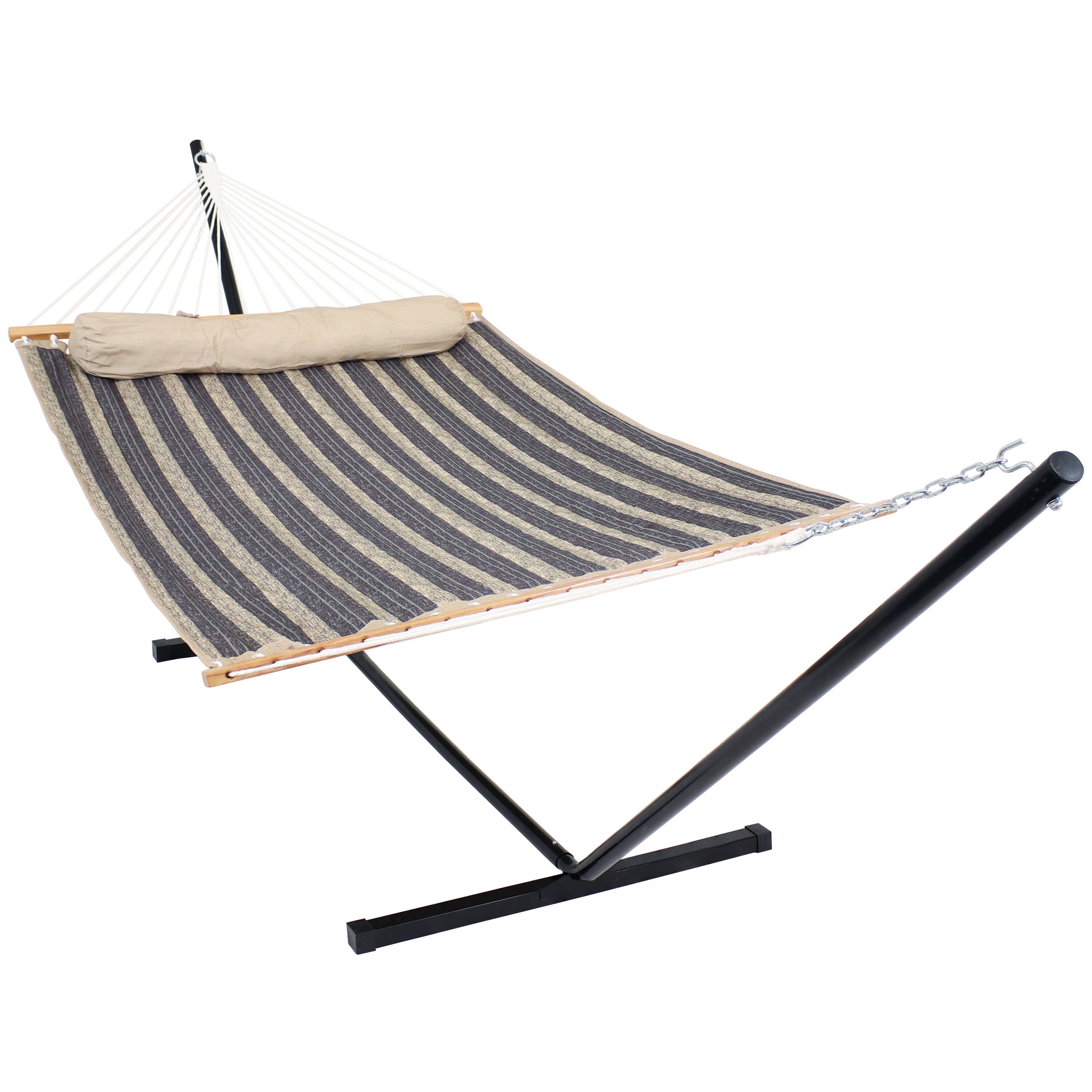 Sunnydaze - 2-Person Quilted Fabric Hammock with Steel Stand - Mountainside