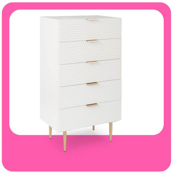 Back. Adore Decor - Adore Decor Jolie Tallboy Dresser, White - White.