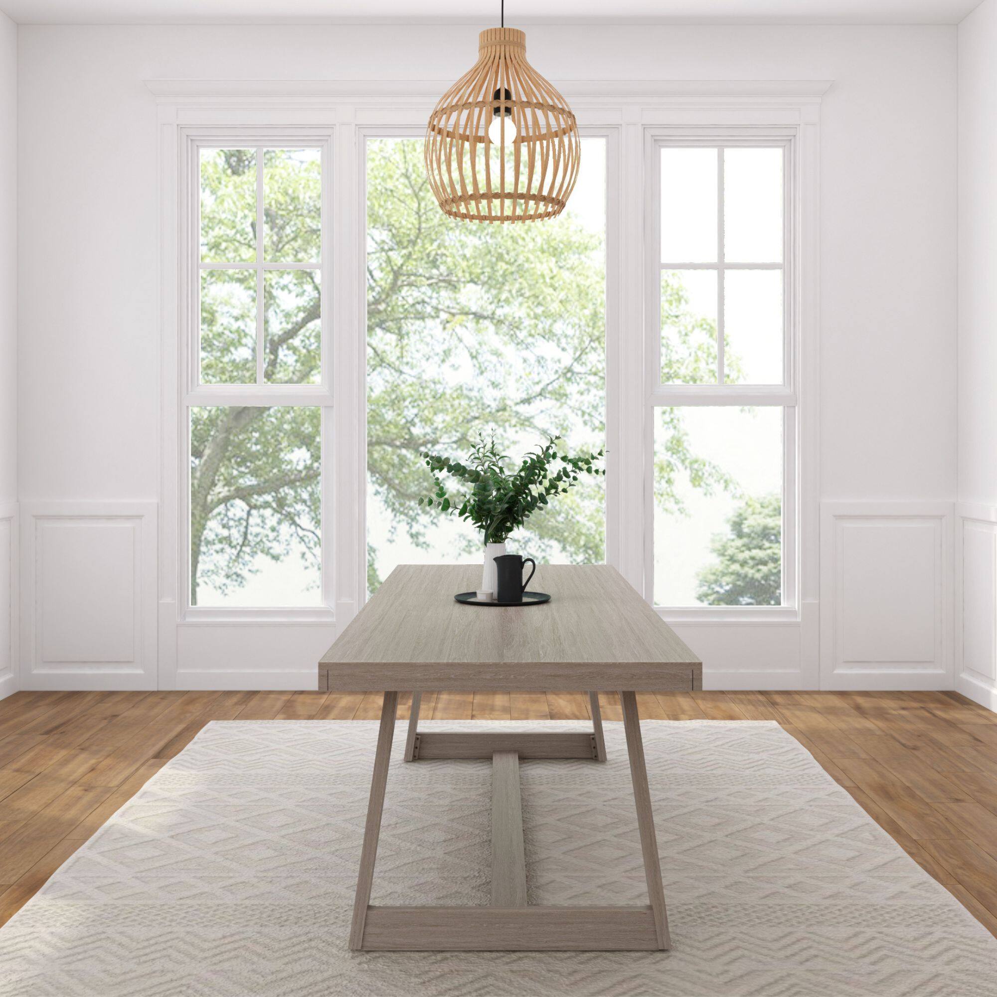 Alt View 4. Plank+Beam - Classic Rectangular Dining Room Table (94in / 2380mm), Seashell Wirebrush - Seashell Wirebrush.