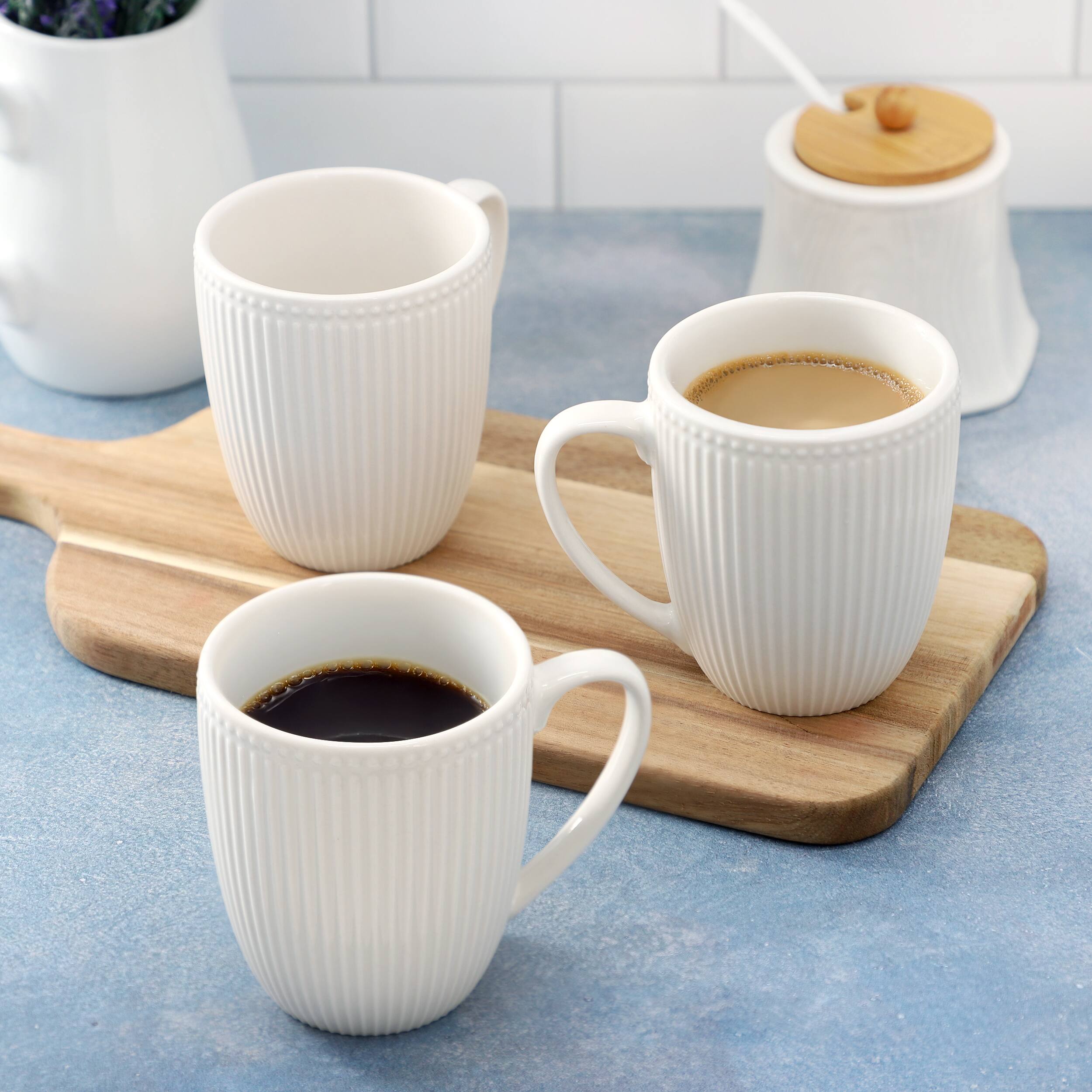 Back. Elama - Elama Gretel 6 Piece Round Stoneware 12 Ounce Mug Set in White - $34.99.