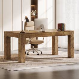Tribesigns - Office Executive Desk with Solid Wood Construction, for Computer Work and Writing in Home Offices - Brown