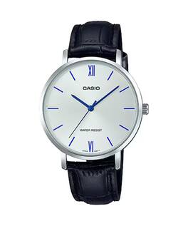 Casio - Women’s White Dial Leather Strap Watch - LTP-VT01L-7B1UDF - Black
