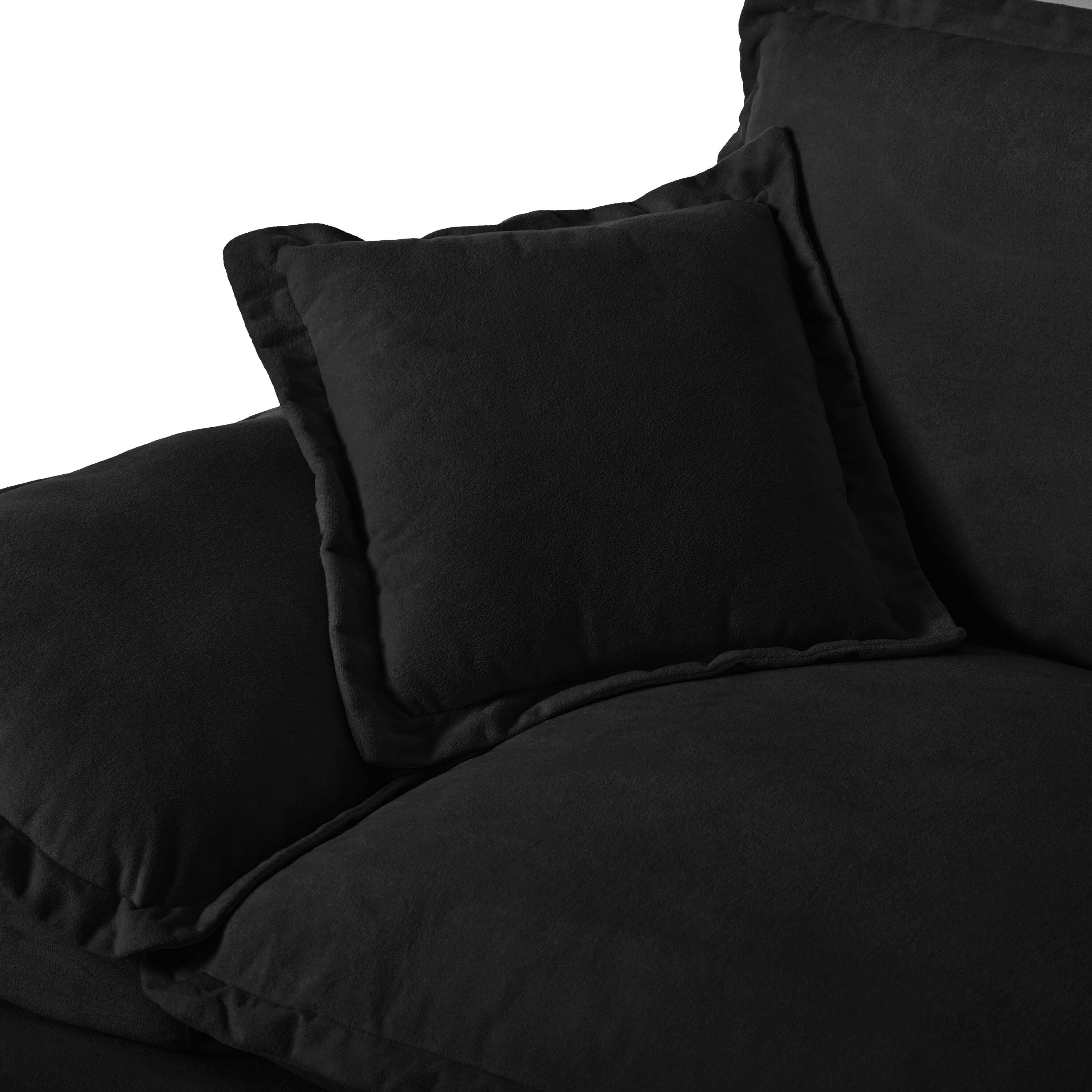 Left. Anysun - 3-Seat U-Shape Chenille Sailboat Cloud Sofa - Cup Holders, USB & Storage, Includes 2 Ottomans & 2 Pillows - Black.