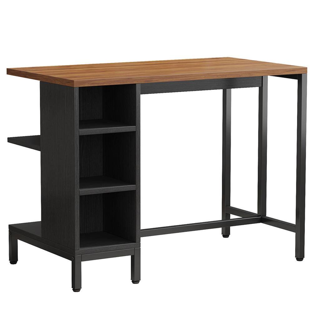 Angle. Kadyn - Kadyn 43" Kitchen Island Kitchen Counter Table with 5 Open Shelves,Brown - Brown.