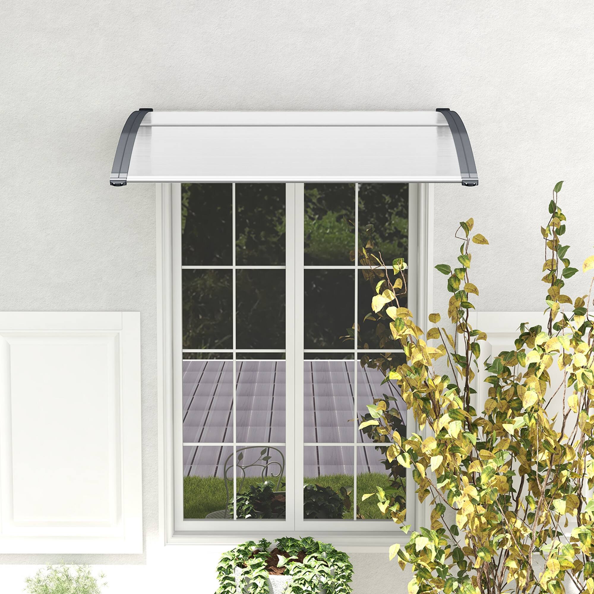 Alt View 3. Costway - Costway 48" x 40" Window Outdoor Awning Door Canopy Exterior Awning Canopy - Grey.