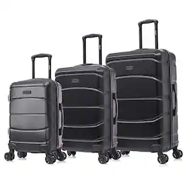 DUKAP - Sense Lightweight Hardside Spinner 3 Piece Luggage Set 20"/24"/28" - Black