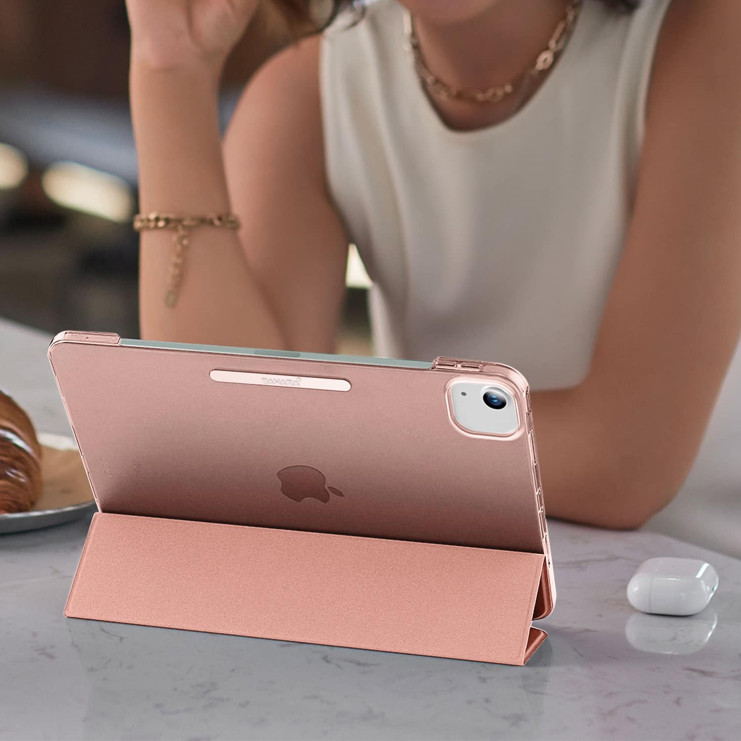 Alt View 16. SaharaCase - Venture Series Tri-Fold Folio Case for Apple iPad Air 13" M2/M3 - Desert Rose.