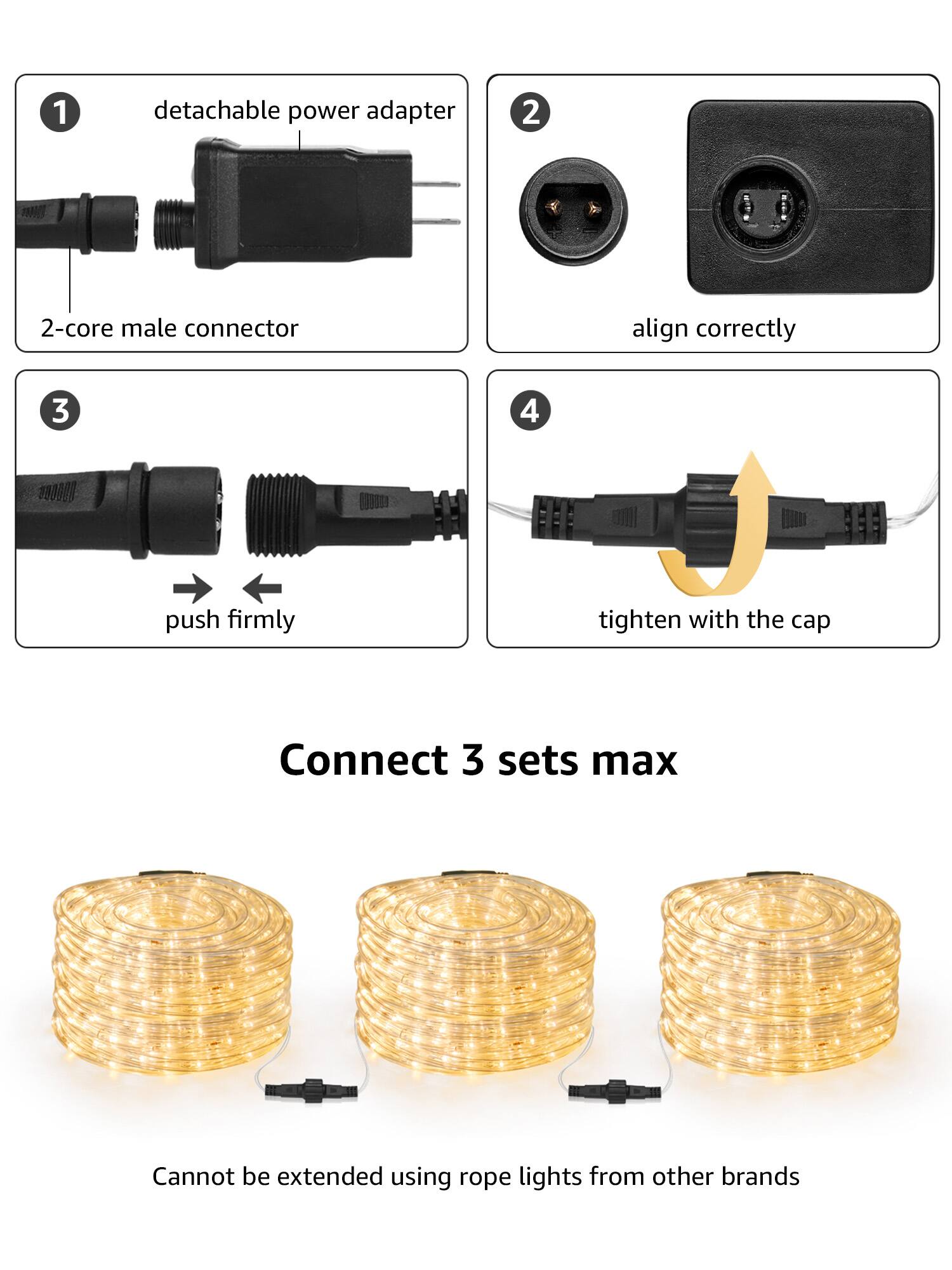 Alt View 5. Lepro - 32.8ft LED Rope String Lights, 2700K Warm White, Waterproof Non-dimmable Non-cuttable, for Patio Christmas Roof Decor - Clear.