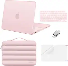 mosiso - For MacBook Neo 13-Inch 2026 A3404 A18 Pro Chip, Protective Hard Shell&Puffy Sleeve Bag&Keyboard Skin&Screen Film&Type C - Blush