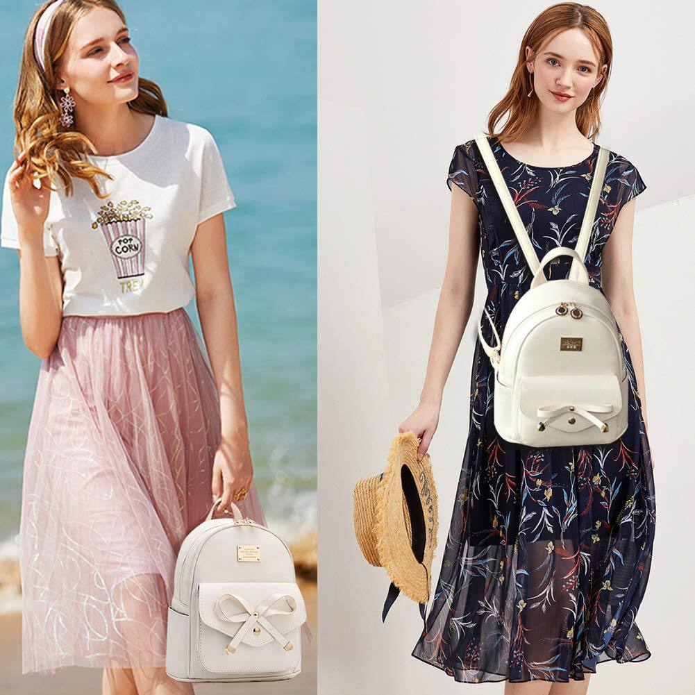 Alt View 3. Stamp n Camp - Bowknot Cute Leather Backpack Mini Purse For Women - Green.