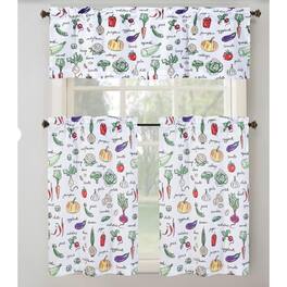 RT Designers Collection - RT Designer's Collection Tribeca Vegetables Printed Curtain Set With 1 Valance 52" x 18" 2 Tiers 26" x 36" Multi Color - Multicolor