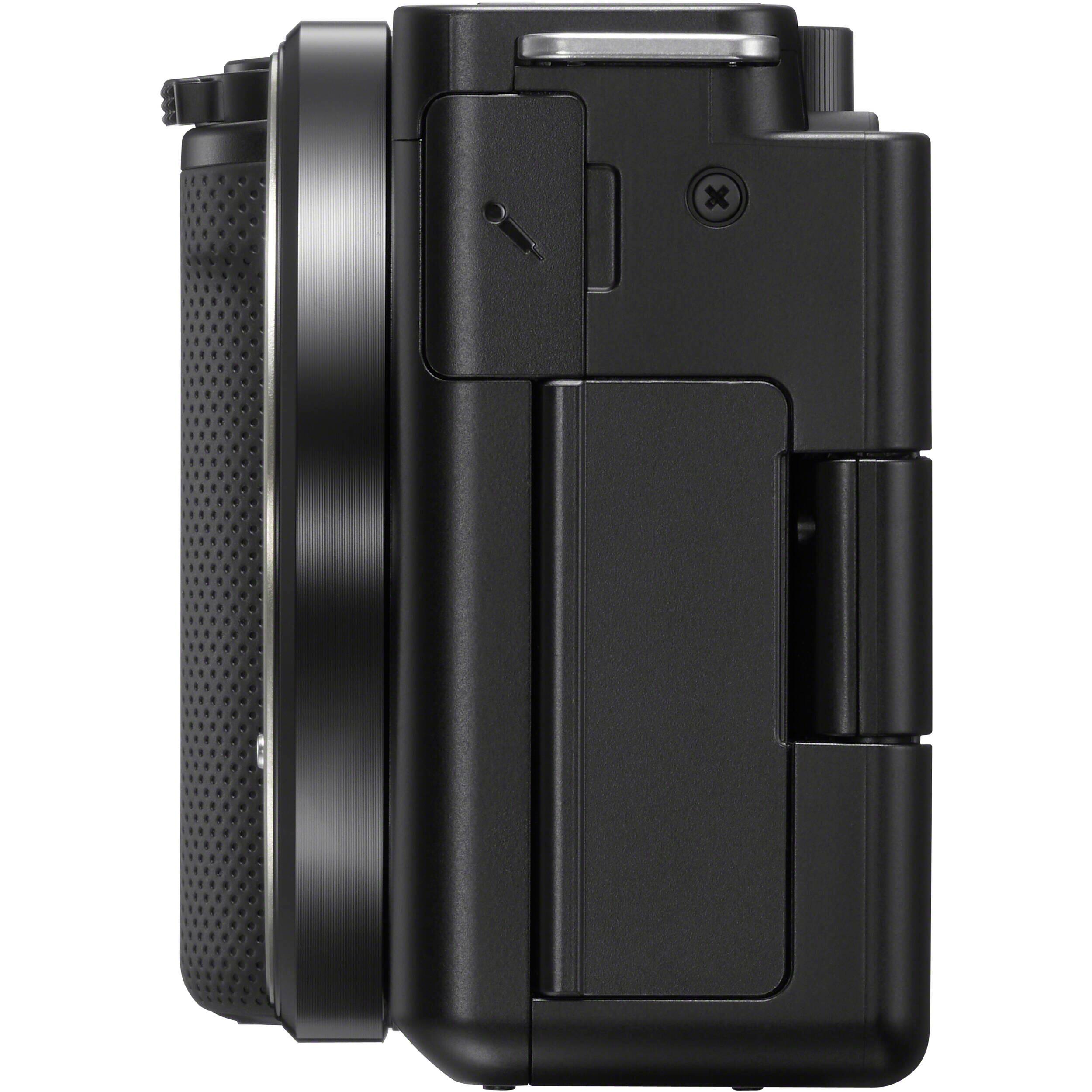 Alt View 1. Sony - Sony ZV-E10 Body-Only Camera Bundle with Extra Battery, 64GB Card & Case - Black - Black.