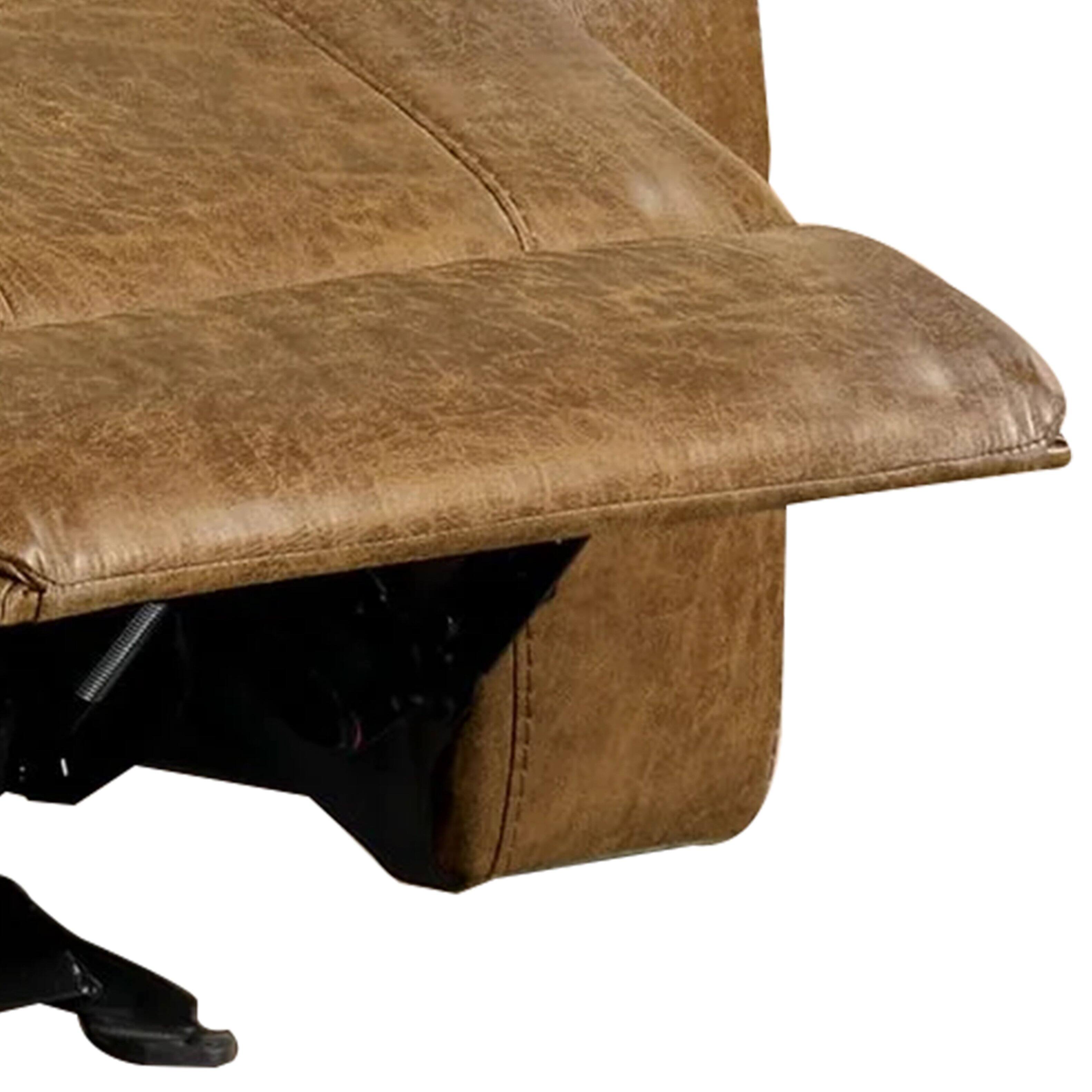 Back. Manhattan Lane - Kius Manual Recliner Chair Faux Leather, Pillow Top Arms - Brown.