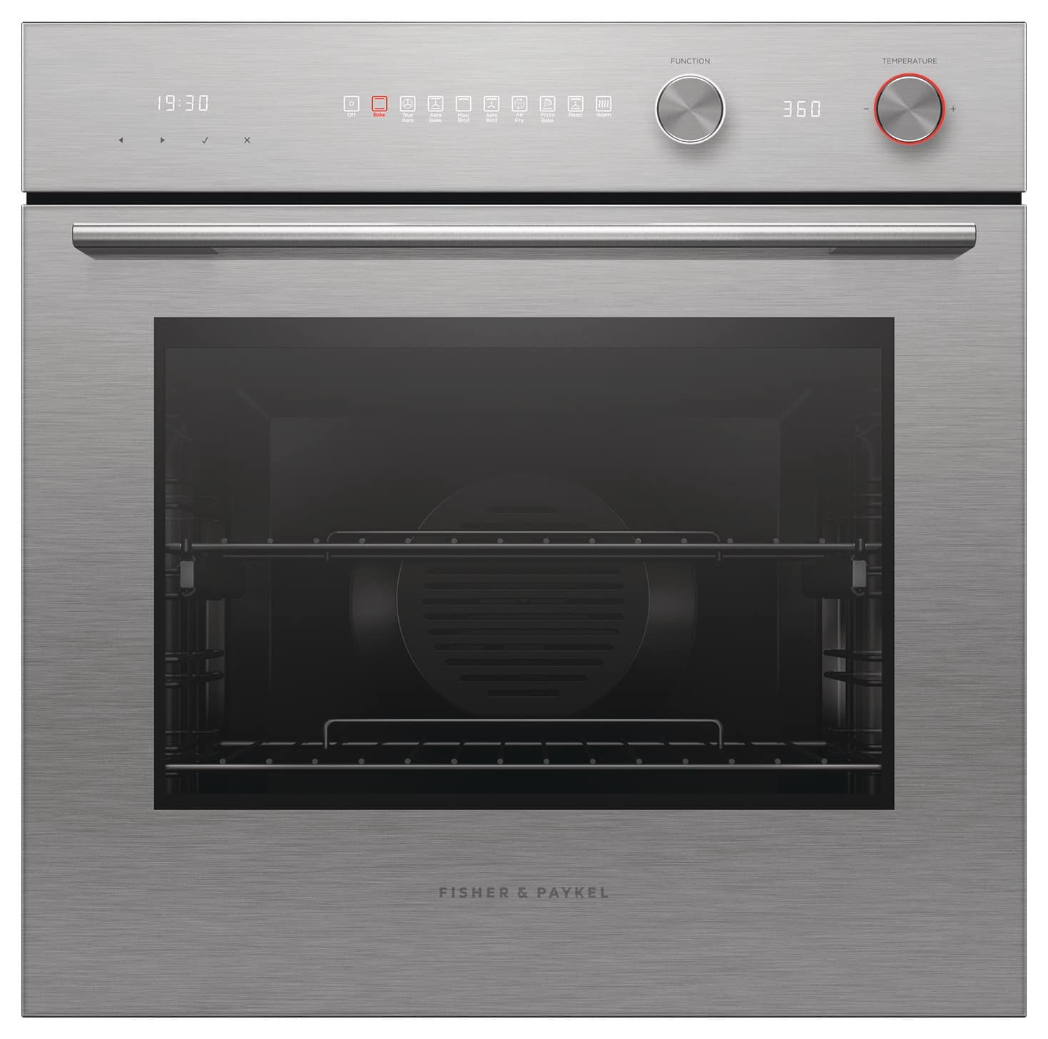 Fisher & Paykel - 24" 3 CF Single Illuminated Icons w/Dials Oven - Brushed Silver