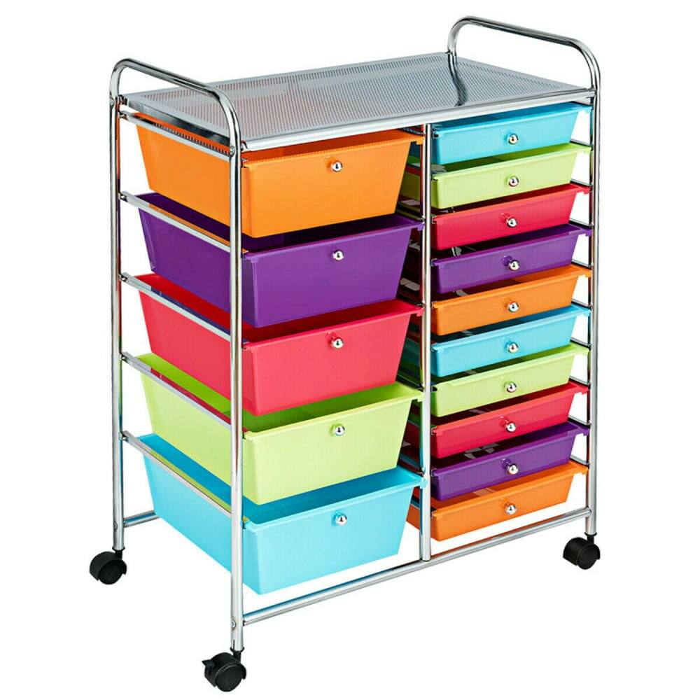 Alt View 1. Pefilos - 15-Drawer Utility Rolling Organizer Cart Multi-Use Storage-Multicolor, Craft Organizers and Storage, Multipurpose - Orange.