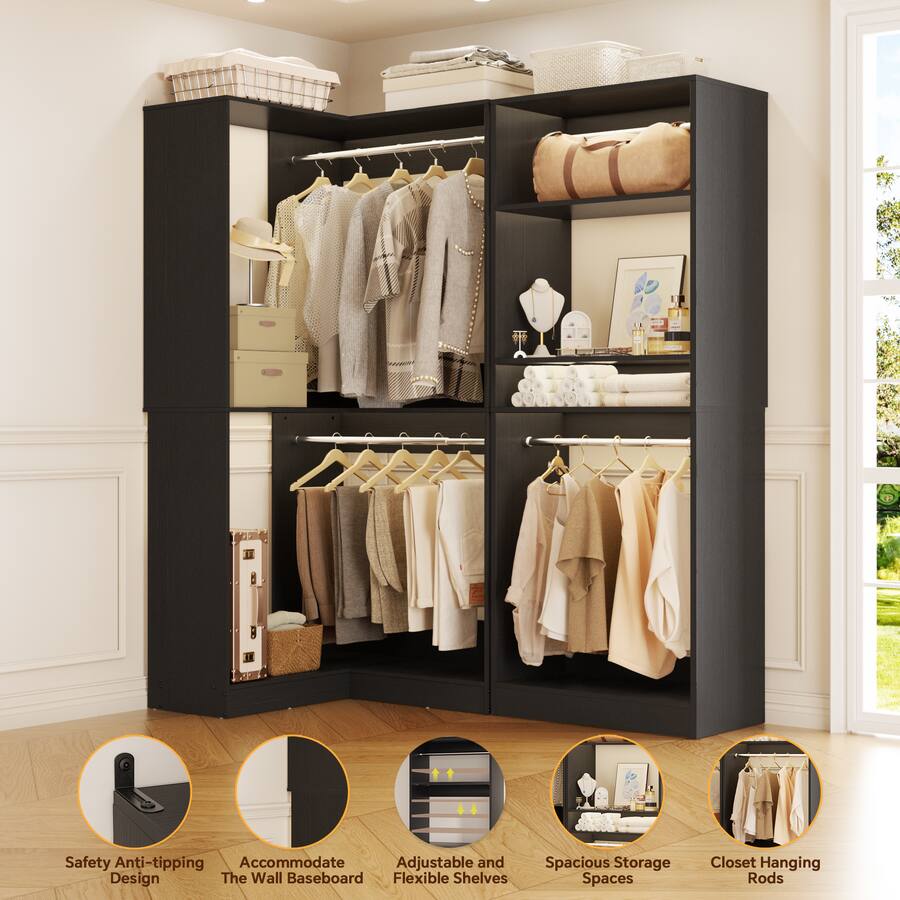 Aheaplus 56.5'' Freestanding Closet System Set of 2: Comes with 4 ...