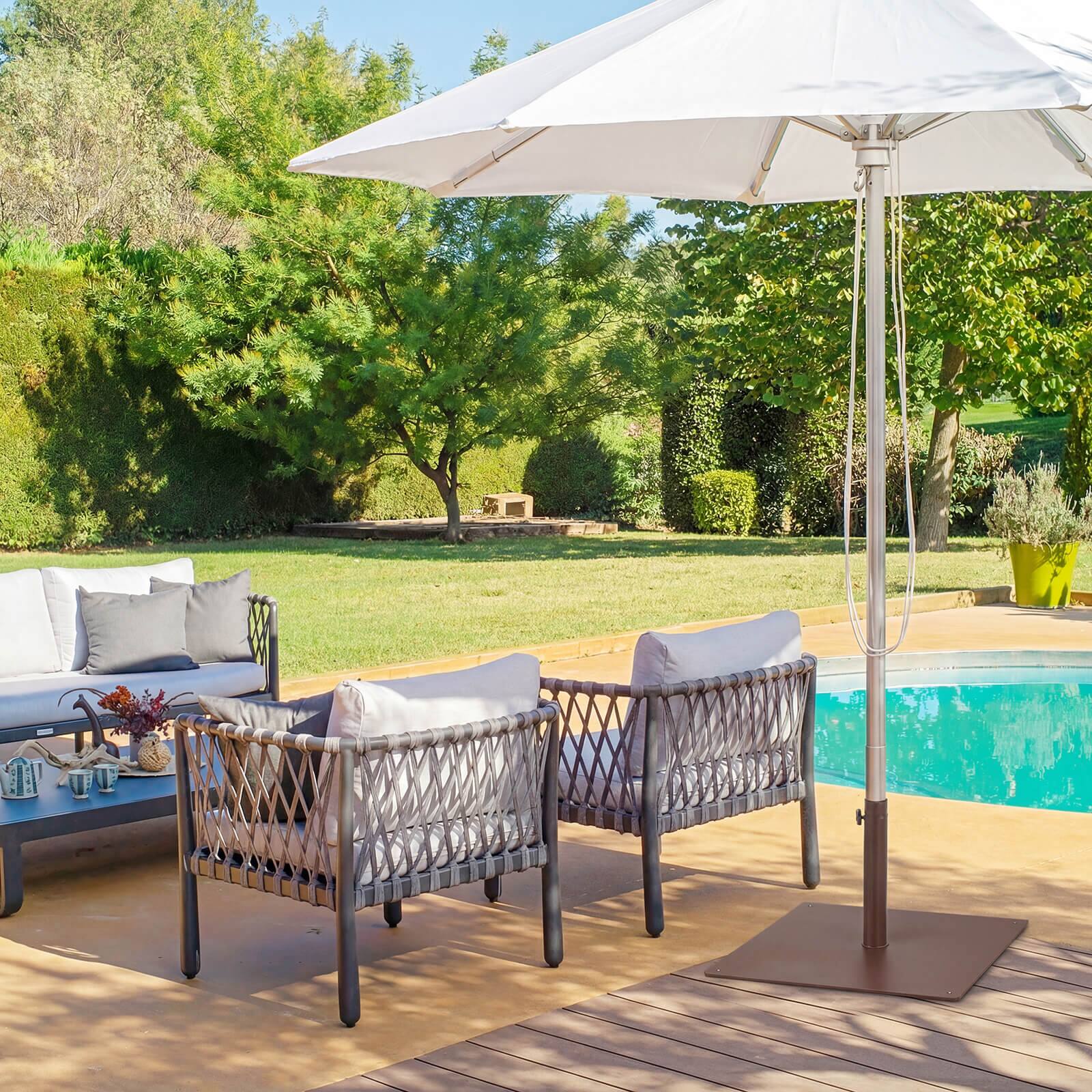 Alt View 4. Costway - Costway 25" Square Patio Umbrella Base Weighted 42 LBS Outdoor Market Stand Footpads - Brown.