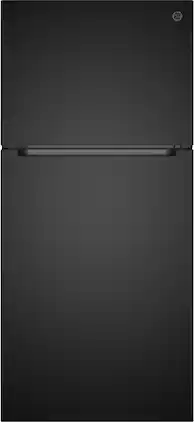 GE - 30 in. Wide 19 Cu. Ft. Garage Ready Freestanding Top Freezer Refrigerator with Bright LED Lighting - Black