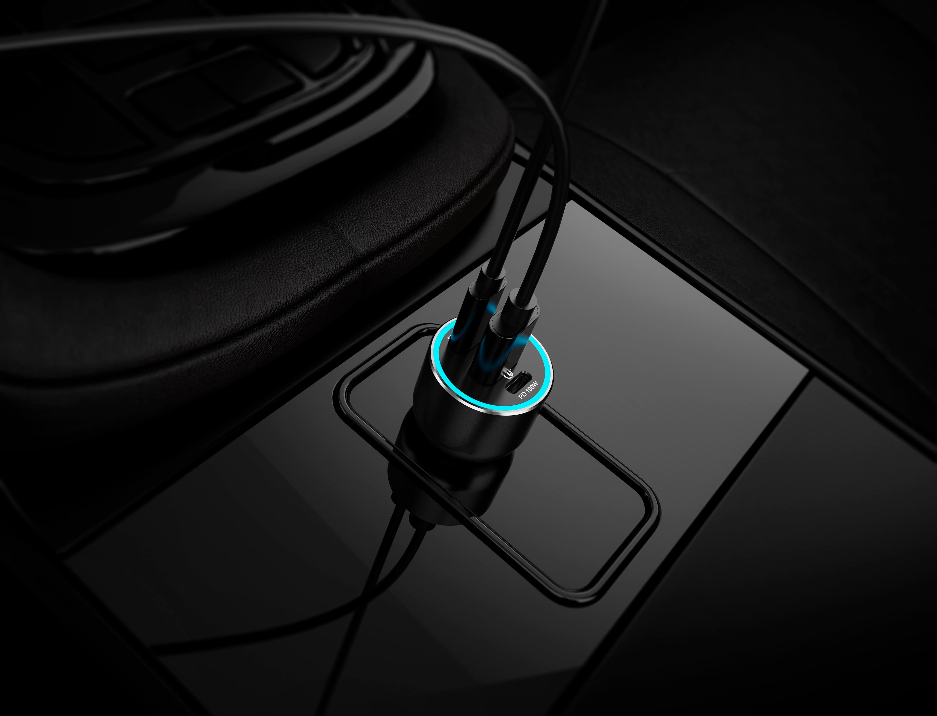 Alt View 19. Rexing - 120W Vehicle Quick Charger with 2 USB-C & 1 USB Port Compatible with iPhone and Samsung Note - Gray.