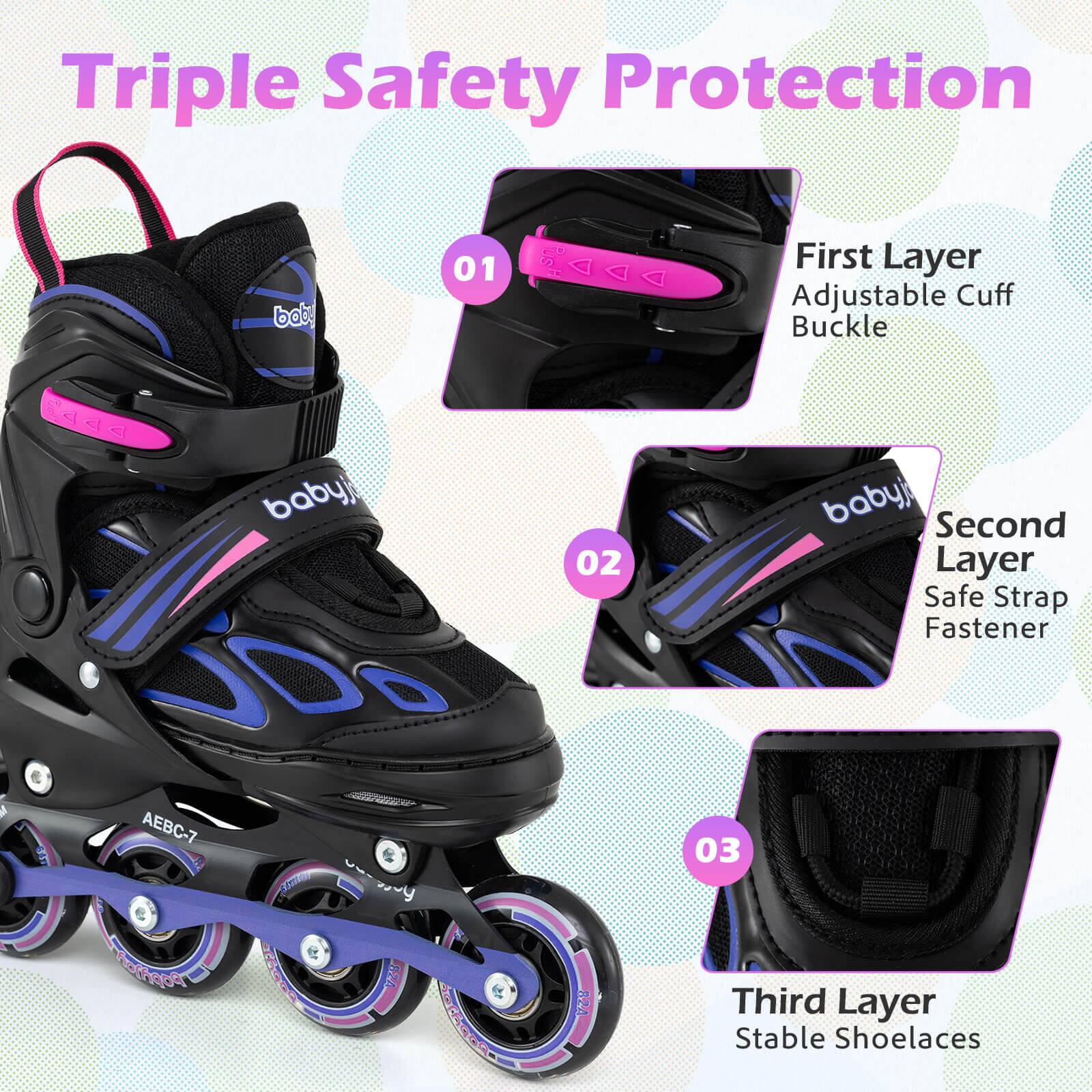 Triple Safety Protection

01 First Layer Adjustable Cuff Buckle

02 Second Layer Safe Strap Fastener

03 Third Layer Stable Shoelaces