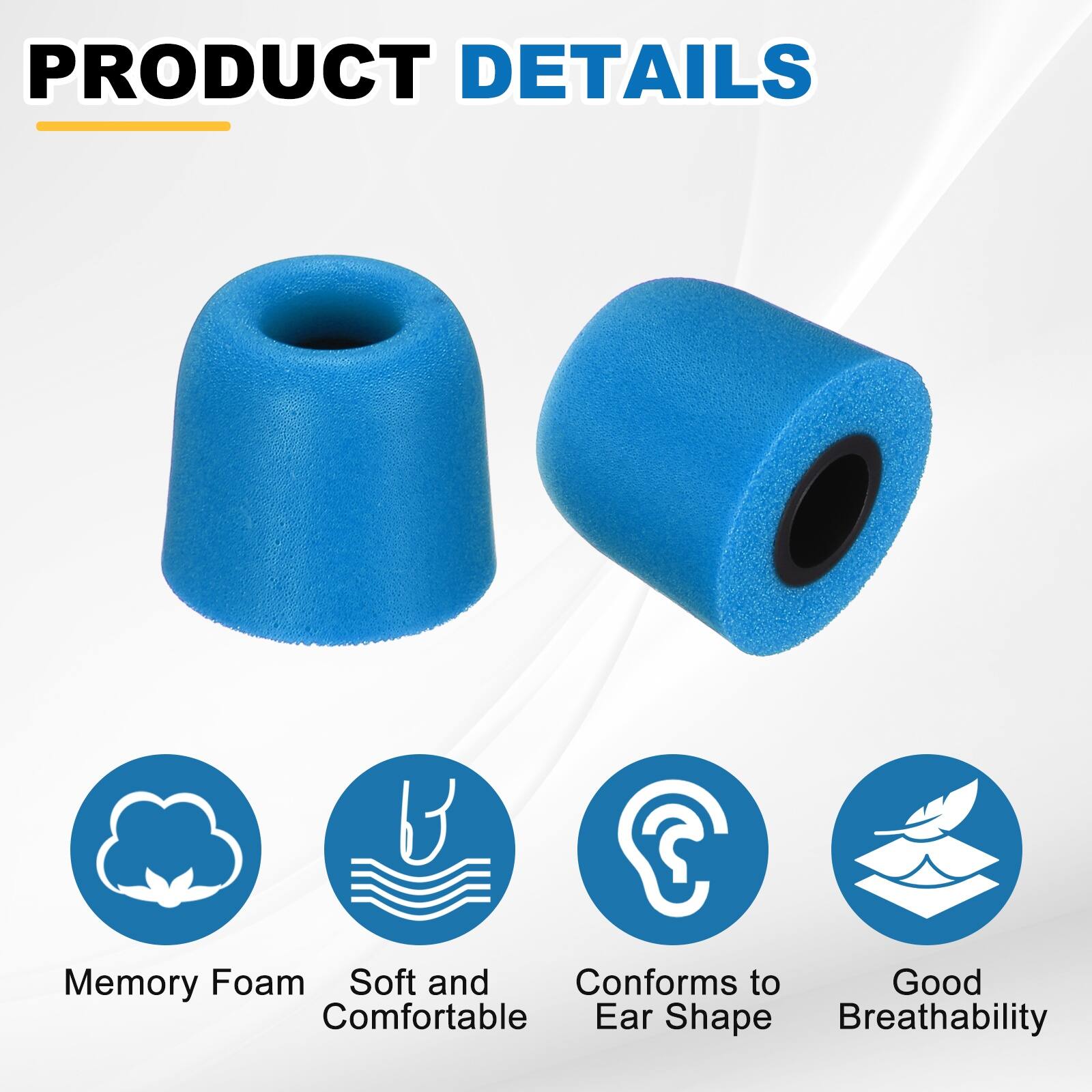 PRODUCT DETAILS

- Memory Foam
- Soft and Comfortable
- Conforms to Ear Shape
- Good Breathability